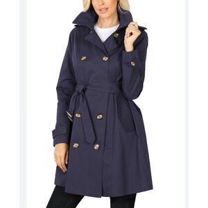 Zenana Outfitters Blue Trench coat‎ Sz XL Casual Preppy Career Party NEW